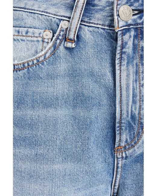 Rag & Bone Blue Logan Distressed High-rise Wide-leg Jeans