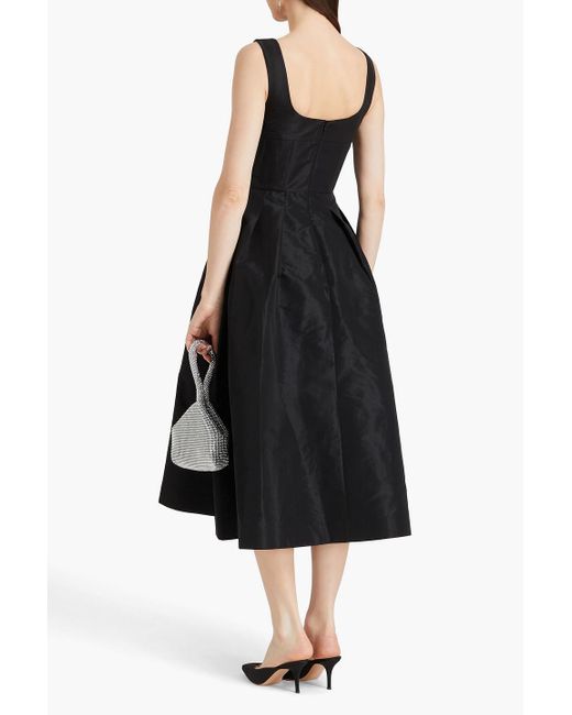 Rebecca Vallance Black Homecoming Crystal-embellished Pleated Taffeta Midi Dress