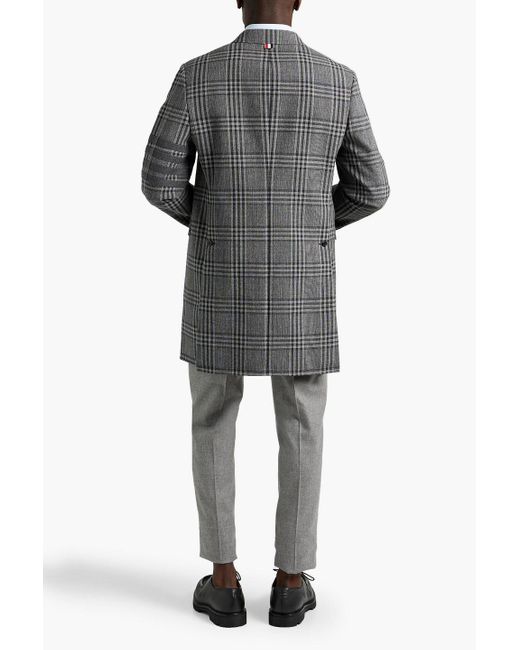 Thom Browne Gray Prince Of Wales Checked Wool-tweed Coat for men