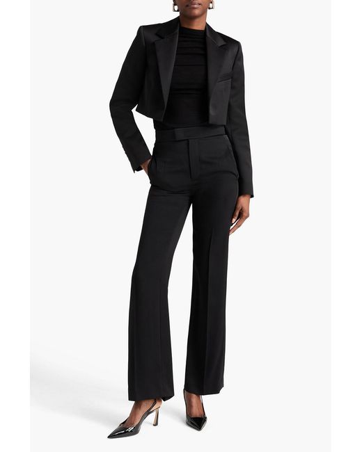 Victoria Beckham Black Cropped Cotton-Blend Satin Jacket