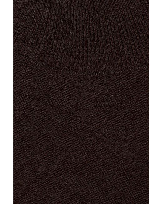 Zeynep Arcay Black Cropped Jersey Turtleneck Top