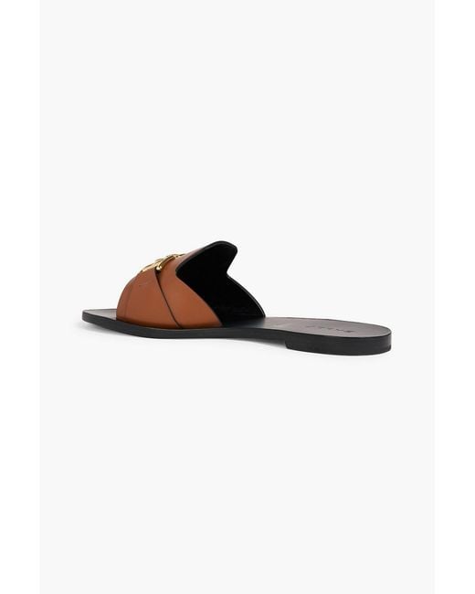 Bally Brown Positano Embellished Leather Slides