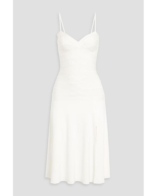 Hervé Léger White Stretch Jersey-paneled Bandage Dress