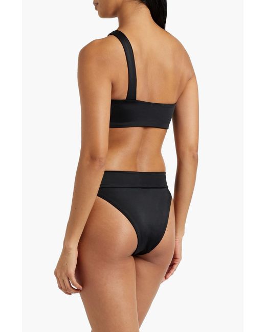 Onia Black Lauren One-shoulder Gathered Bikini Top