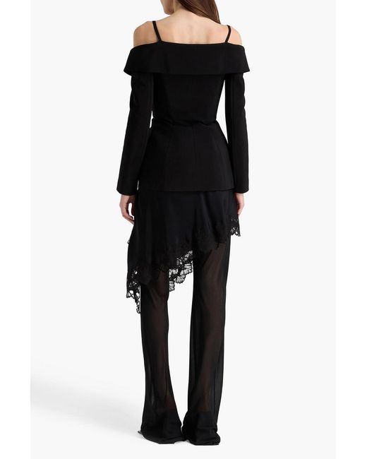 Mugler Black Cold-Shoulder Twill Jacket