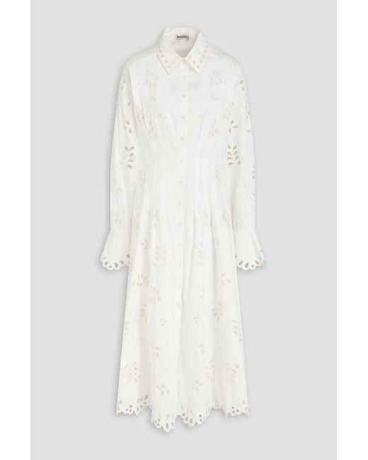 Jonathan Simkhai White Broderie Anglaise Cotton Midi Shirt Dress
