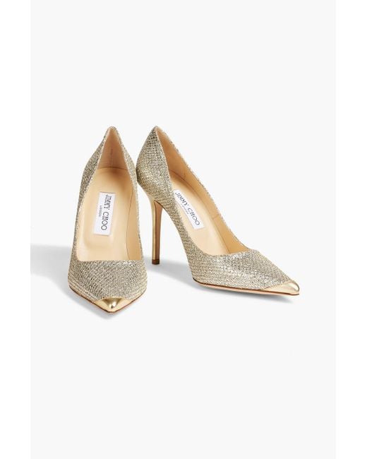 Jimmy Choo Abel Glittered Woven Pumps in Metallic Lyst