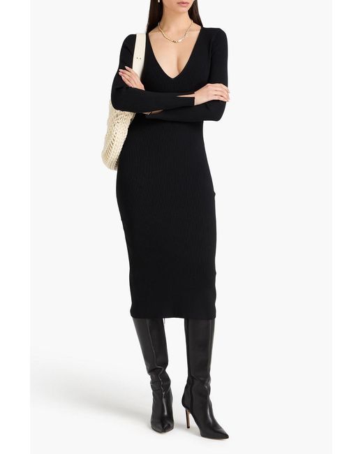 Jonathan Simkhai Black Ribbed-Knit Midi Dress