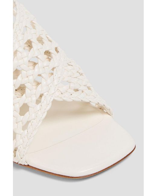 Stuart Weitzman White Thea Woven Leather Mules