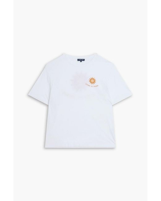 Frescobol Carioca White Printed Cotton And Linen-Blend Jersey T-Shirt for men