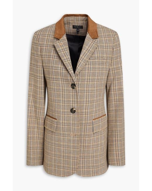 Rag & Bone Natural Evia Houndstooth Wool-blend Tweed Blazer