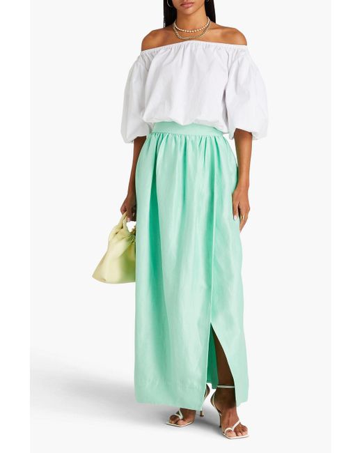 Aje. Green Mirabelle Wrap-effect Linen-blend Maxi Skirt