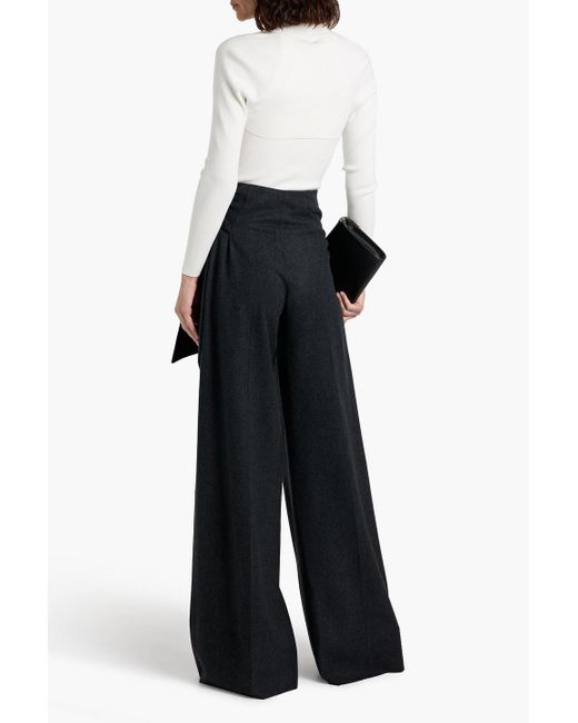 Max Mara Black Arsenio Tie-Front Wool-Blend Felt Wide-Leg Pants