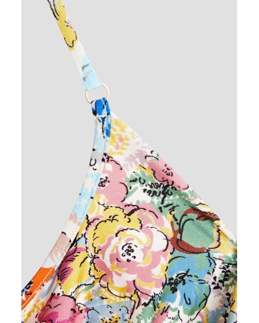 Zimmermann White Badeanzug mit floralem print und wickeleffekt