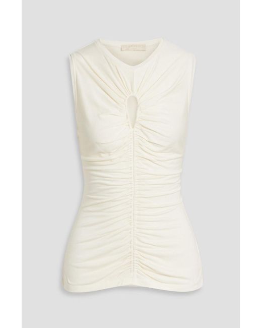 Ulla Johnson Natural Gabi Ruched Cutout Lyocell-Jersey Tank