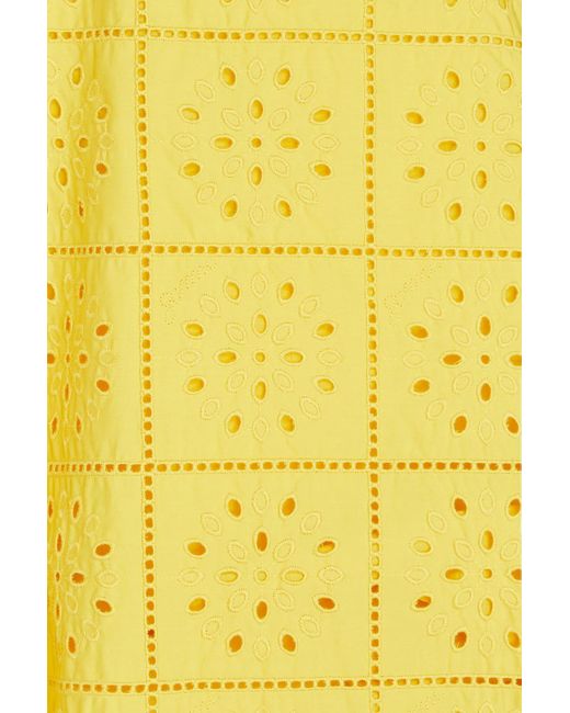 Ganni Yellow Cutout Broderie Anglaise Cotton Maxi Dress