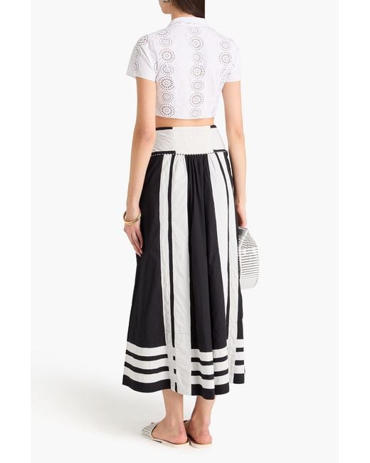 Farm Rio Black Printed Cotton-poplin Midi Skirt