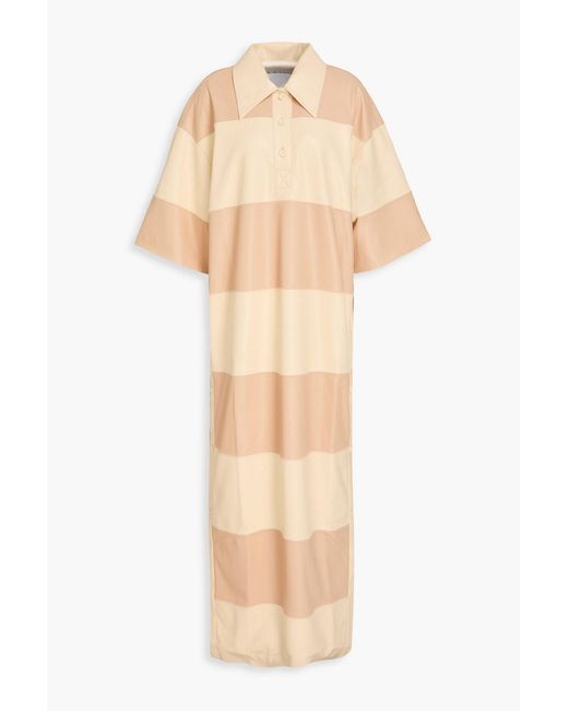 Nanushka Natural Striped Patchwork Maxi Shirt Dress