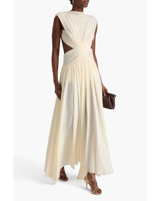 Philosophy Di Lorenzo Serafini White Open-back Twisted Mesh Maxi Dress