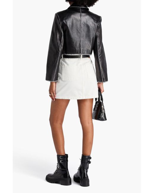 Sandro Black Cropped Leather Blazer