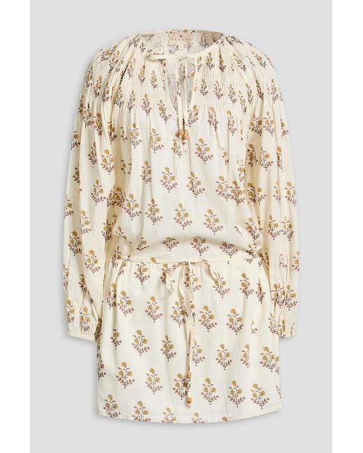 HANNAH Natural Maya Floral-print Cotton-voile Mini Dress