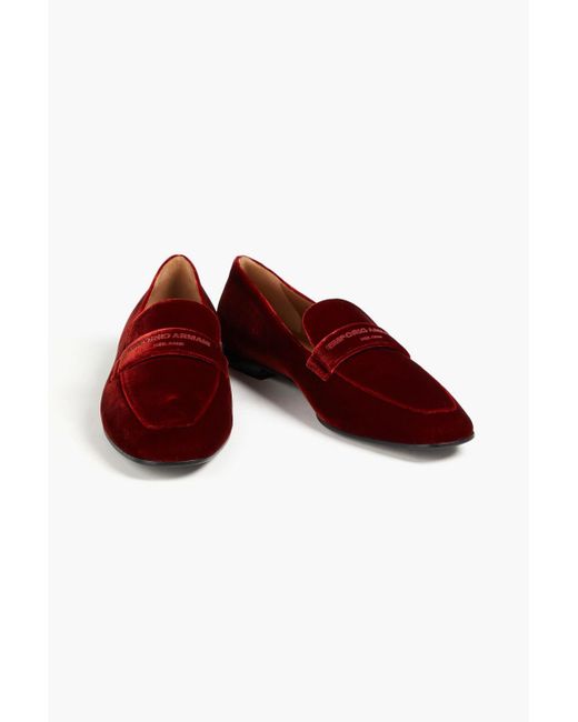 Emporio Armani Red Velvet Loafers