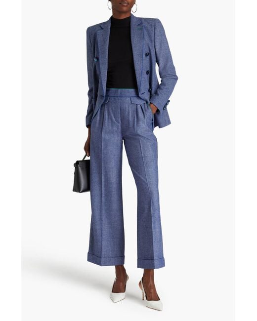 Giorgio Armani Blue Hose mit weitem bein aus twill aus einer wollmischung