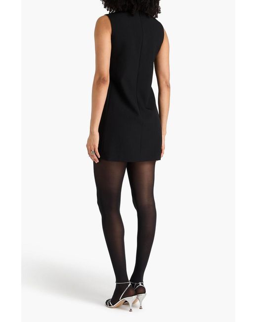 Versace Black Chainmail-Paneled Wool-Twill Mini Dress