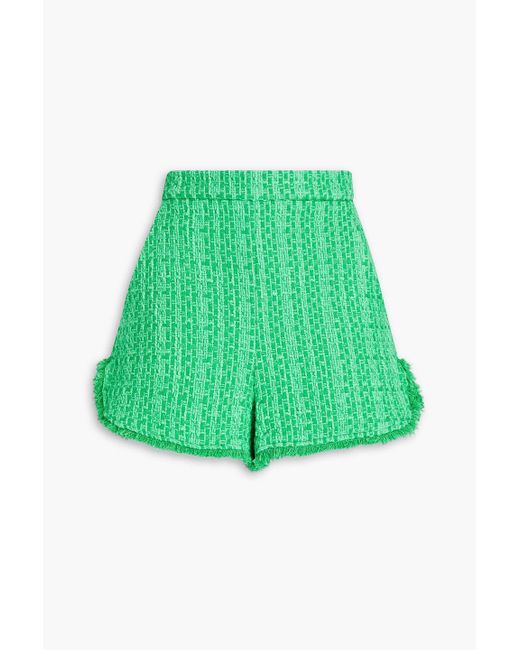Maje Green Cotton-blend Tweed Shorts