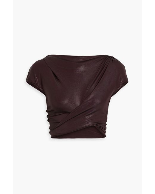 Rick Owens Purple Jade Cropped Coated Stretch-jersey Top