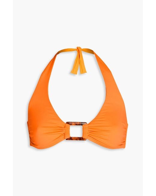Melissa Odabash Orange Paris Buckle-Embellished Triangle Bikini Top