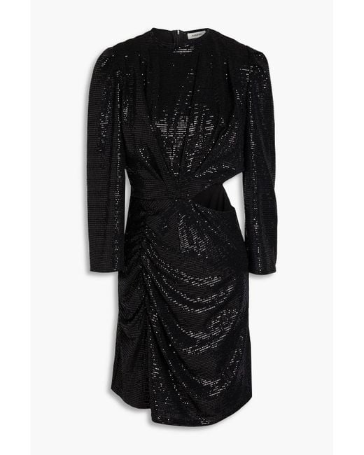 Sandro Black Cutout Sequined Ribbed-knit Midi Dress