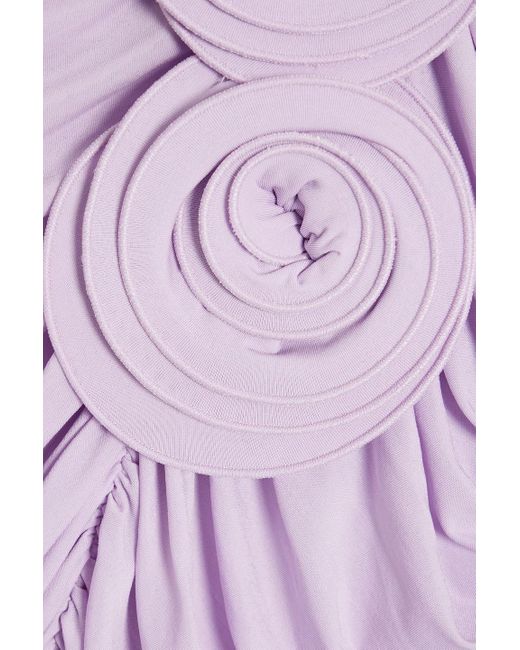 Magda Butrym Purple Floral-appliquéd Cutout Stretch-jersey Mini Dress