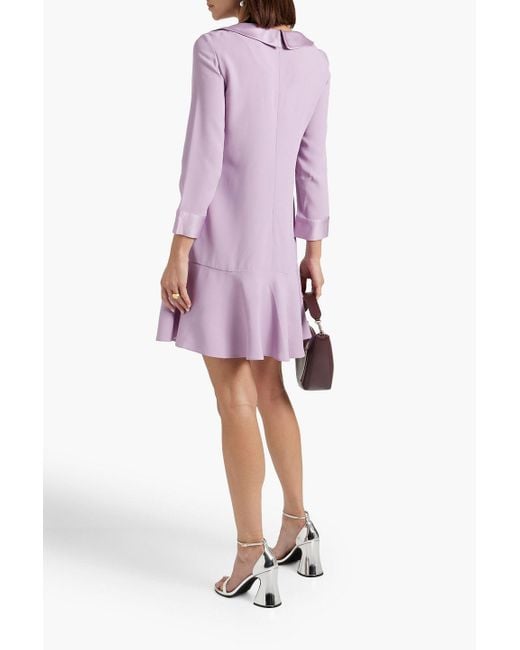 RED Valentino Purple Satin-trimmed Ruffled Crepe Mini Dress