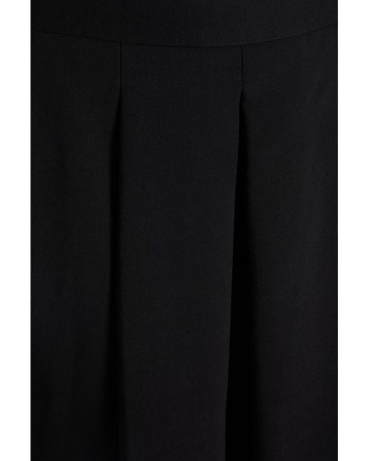 Theory Black Pleated Crepe Midi Skirt