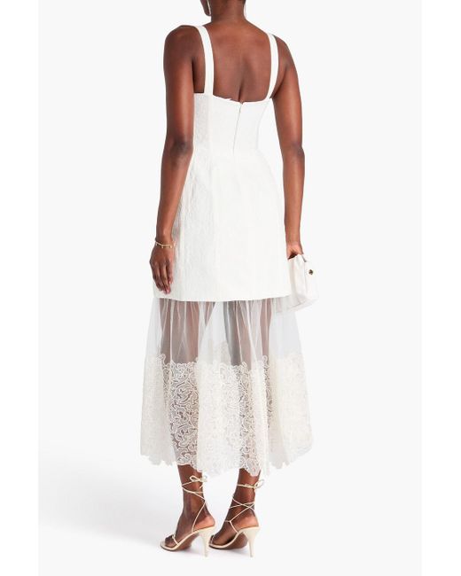 Jonathan Simkhai White Layered Cloqué And Tulle Midi Dress