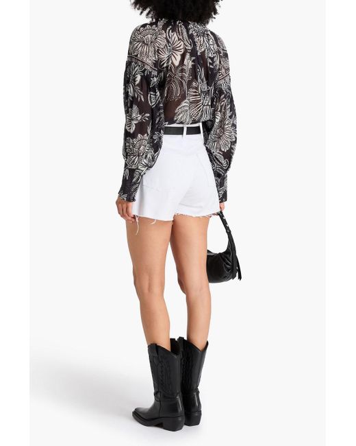 Farm Rio Black Bluse aus baumwoll-voile mit print und verzierung