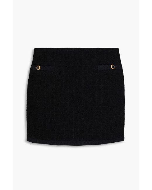 Alessandra Rich Black Wool-Blend Tweed Mini Skirt