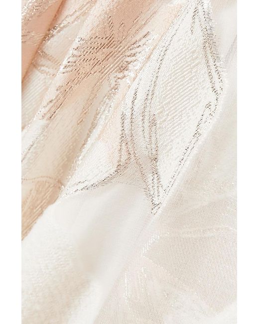 Talbot Runhof White Korbut Metallic Floral-jacquard And Organza Dress