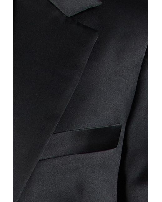 Victoria Beckham Black Cropped Cotton-Blend Satin Jacket