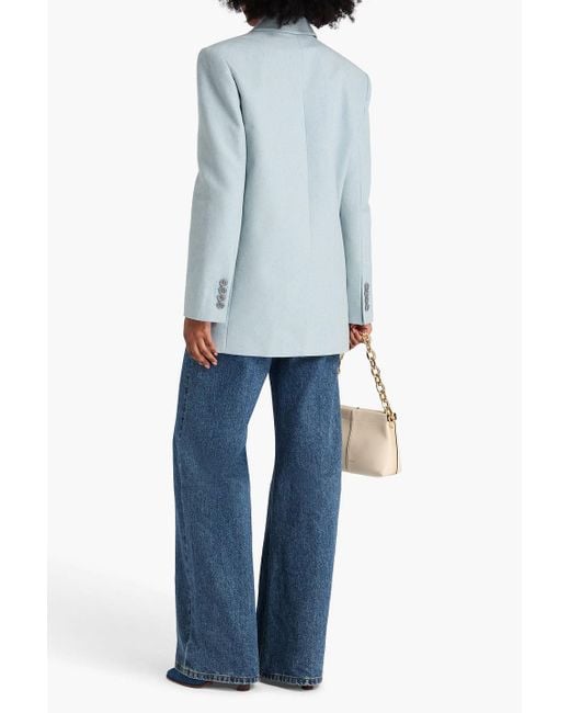 Zimmermann Blue Double-breasted Donegal Cotton And Silk-blend Canvas Blazer