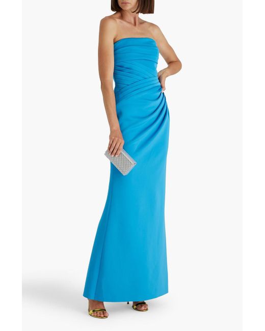 badgley mischka blue strapless dress Badgley Mischka Women's Satin Strapless Gown - Navy