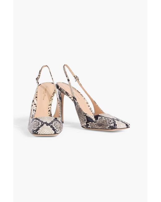 Gianvito Rossi Metallic Christina Snake-Effect Leather Slingback Pumps
