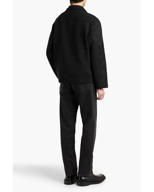 FRAME Black Crocheted Cotton-Blend Jacket for men