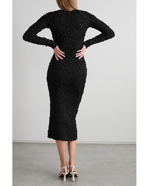 Mara Hoffman Black Dione Cutout Tm Modal Popcorn Jersey Midi Dress