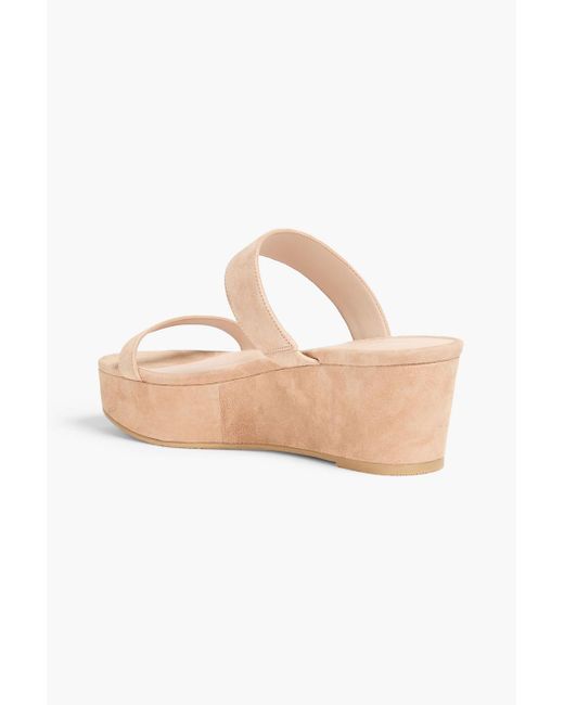 Stuart Weitzman White Suede Platform Mules