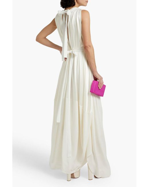 Roksanda White Aldona Pleated Silk-satin Bridal Gown