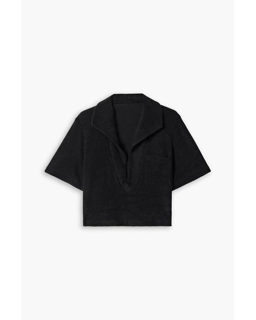 Johanna Ortiz Black Misty Hem Cropped Cotton-Terry Shirt