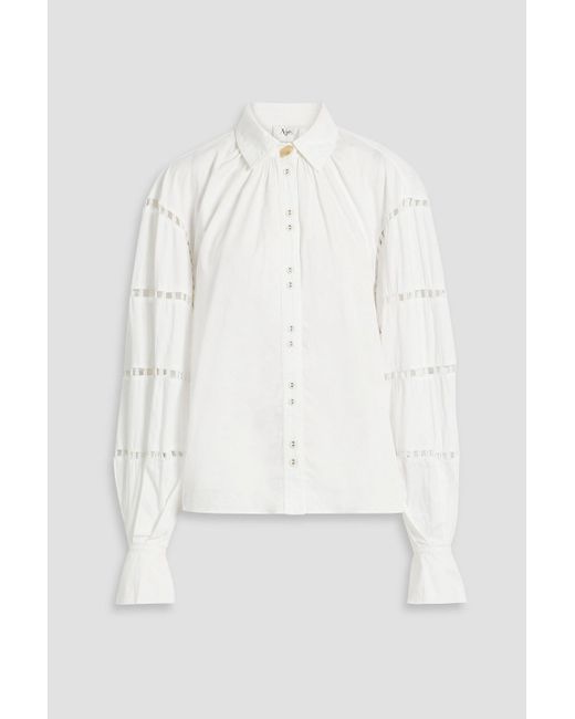 Aje. White Camille Embellished Cutout Cotton-poplin Shirt
