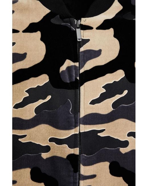 Emporio Armani Bomberjacke aus baumwollsamt mit camouflage-print in Black für Herren